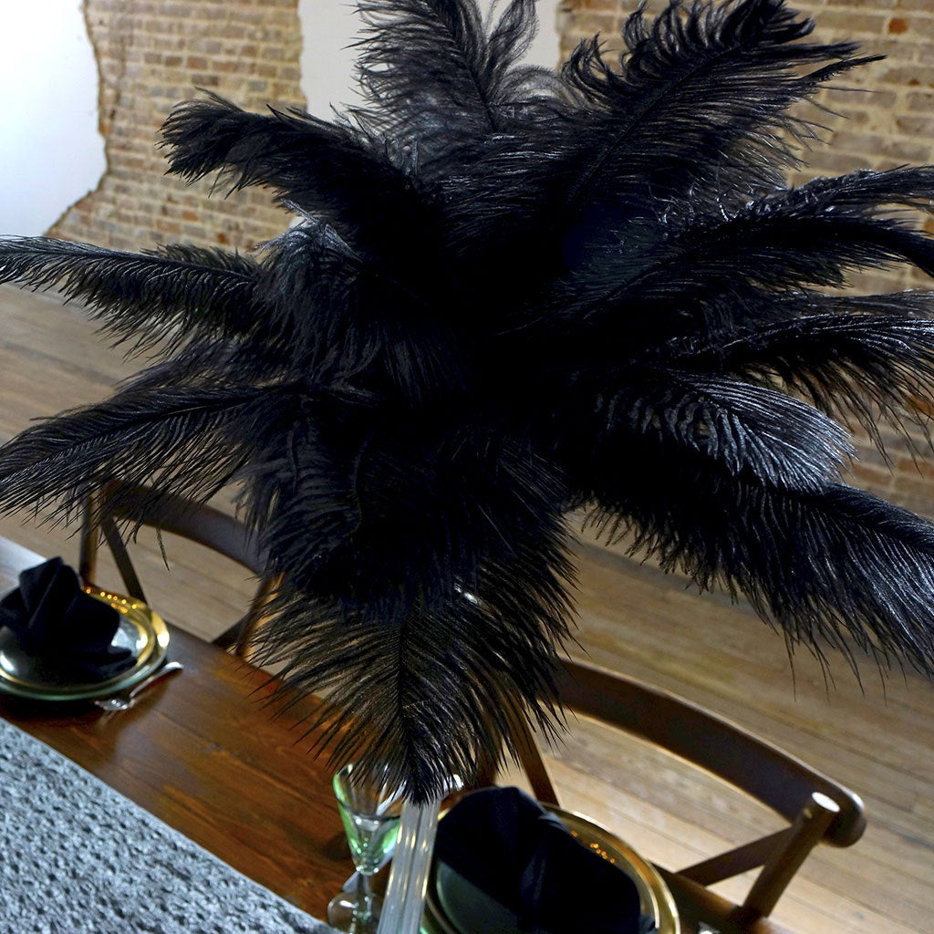 Ostrich Eiffel Tower Centerpiece Black With Clear Vase
