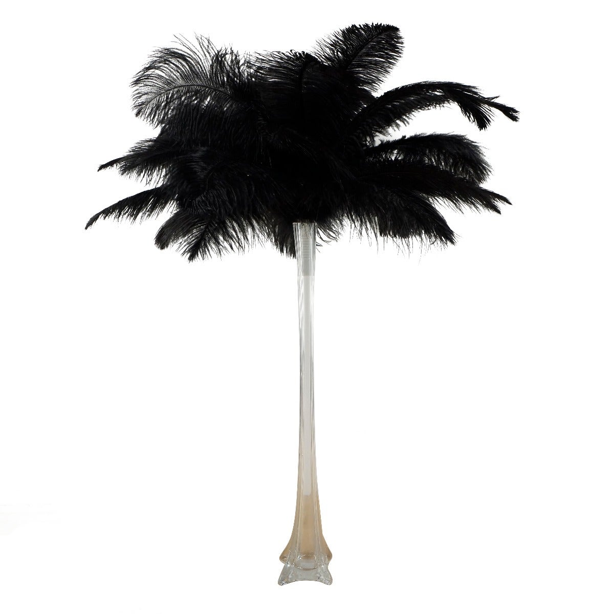 Ostrich Eiffel Tower Centerpiece Black With Clear Vase