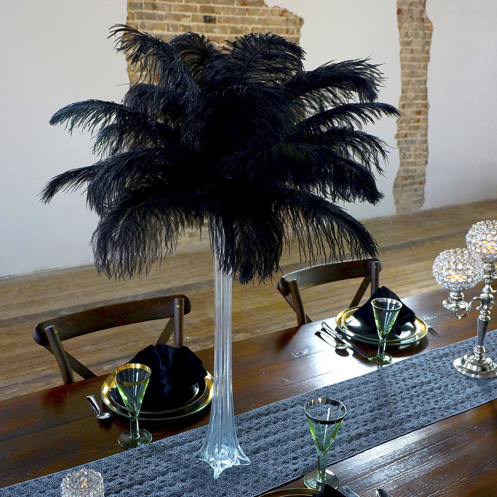Ostrich Eiffel Tower Centerpiece Black With Clear Vase