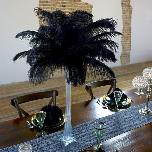 Ostrich Eiffel Tower Centerpiece Black With Clear Vase
