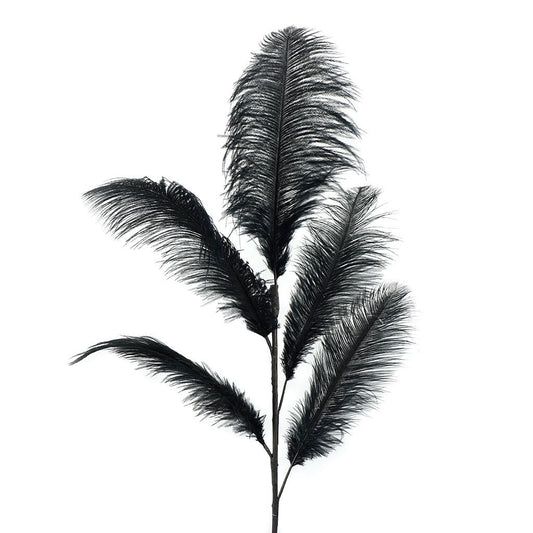 Feather Ostrich Spray on Stem Black