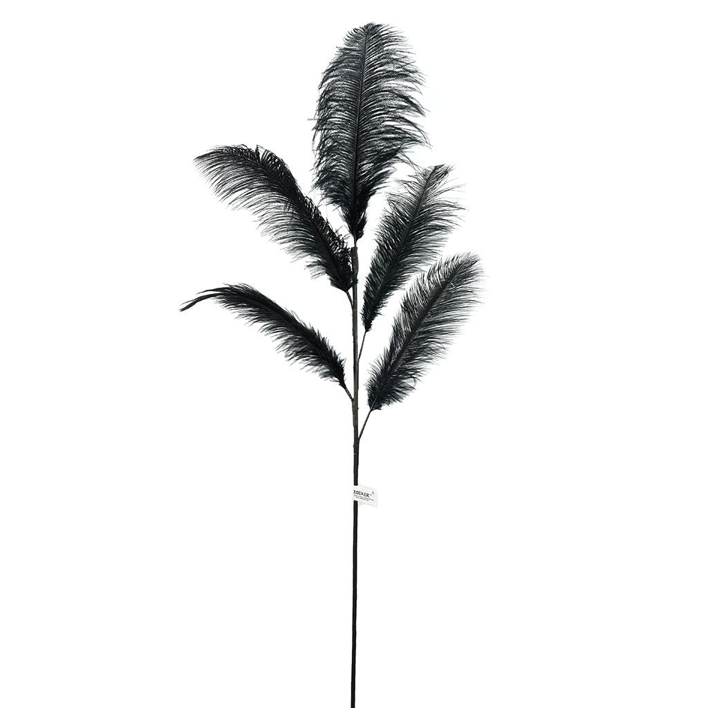 Feather Ostrich Spray on Stem Black