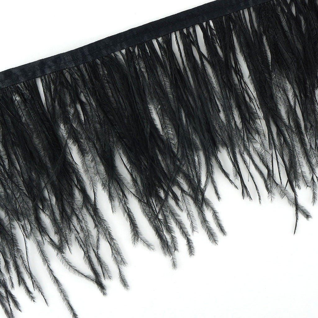 Ostrich Economy Feather Fringe 1PLY 1yd Black