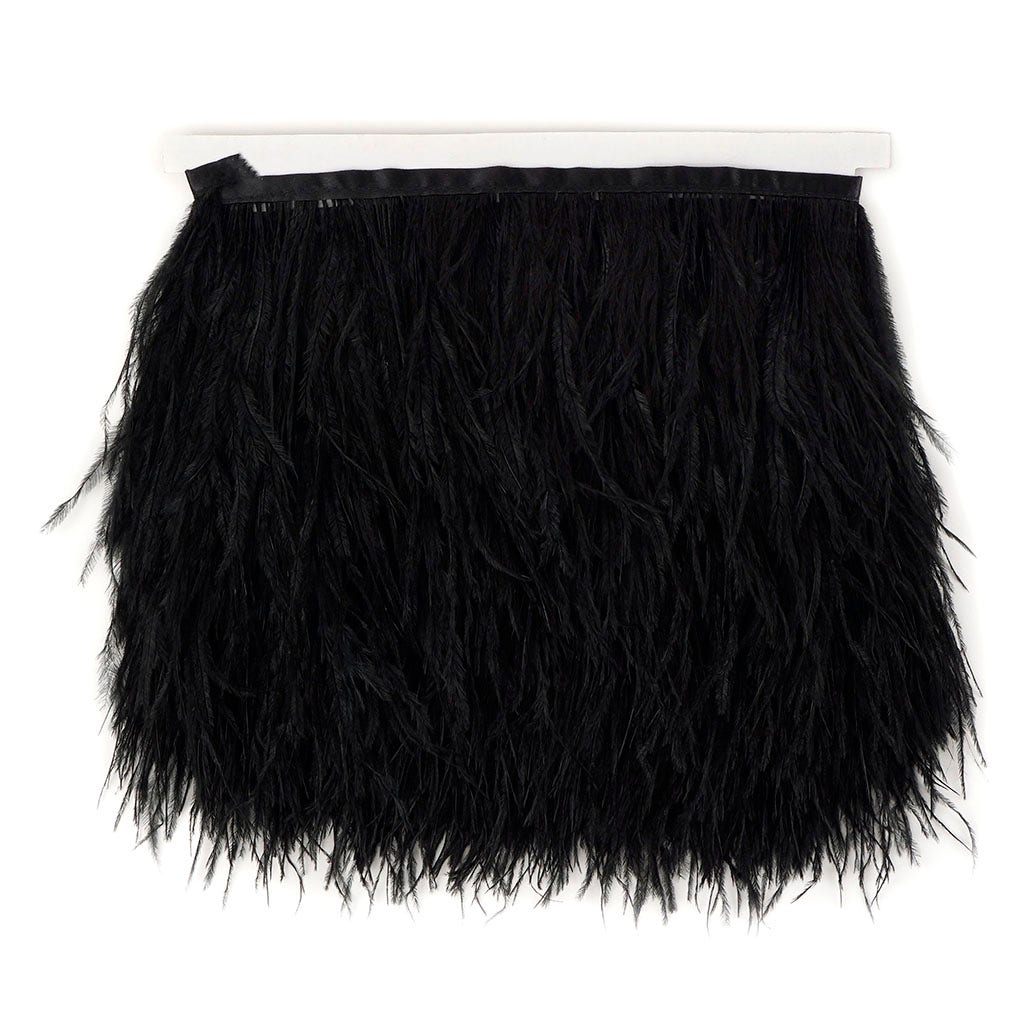 One-Ply Ostrich Feather Fringe - 5 Yards - Black
