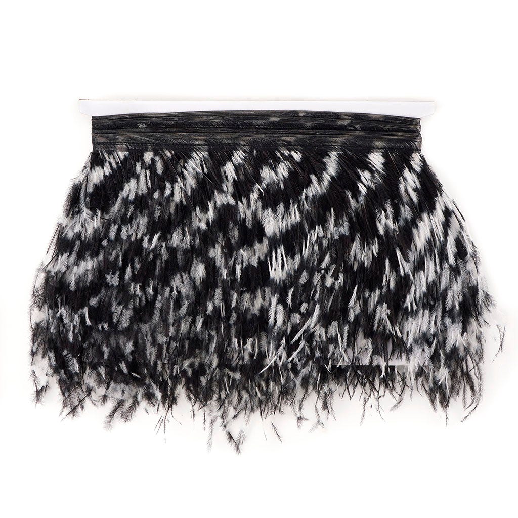 Stenciled Ostrich Fringe 2PLY - White/Black