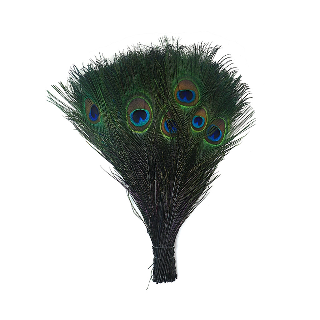 Peacock Tail Eyes Stem Dyed - Black