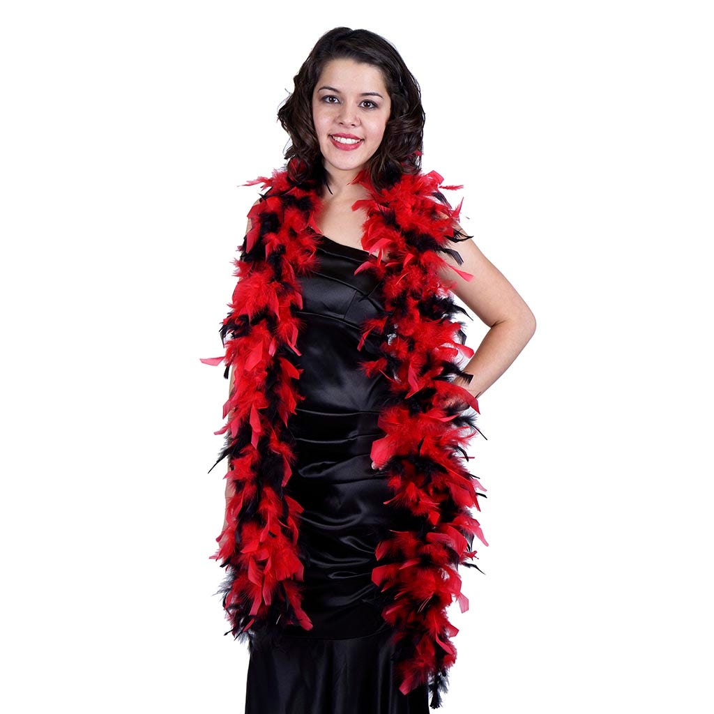 Chandelle Feather Boa - Lightweight - Red/Black