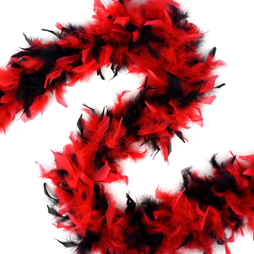 Chandelle Feather Boa - Lightweight - Red/Black