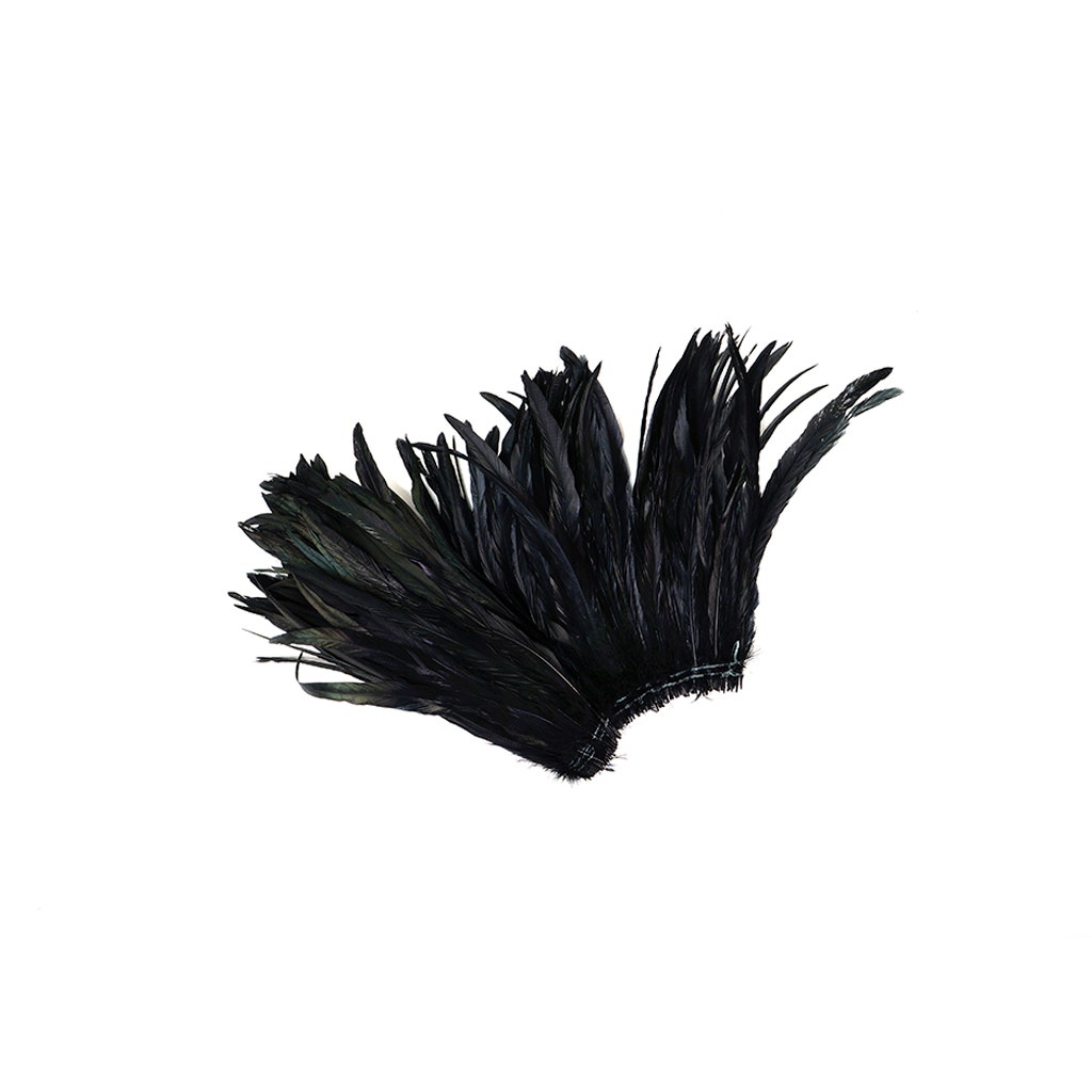 Rooster Coque Tails Feathers Black Iridescent 11-14" [1/4 LB Bulk]