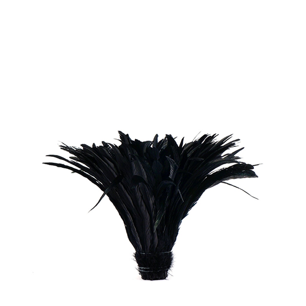 Rooster Coque Tails Feathers Black Iridescent 11-14" [1/4 LB Bulk]