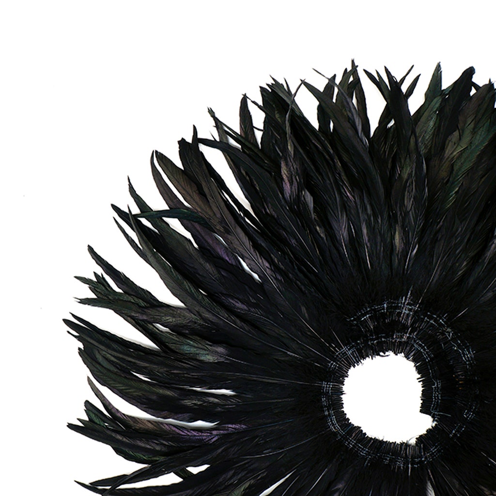 Rooster Coque Tails Feathers Black Iridescent 11-14" [1/4 LB Bulk]