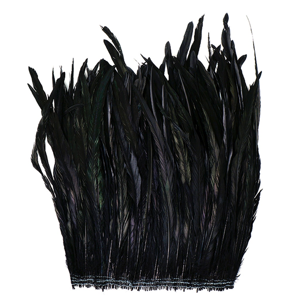 Rooster Coque Tails Feathers Black Iridescent 15-18" [1/4 LB Bulk]