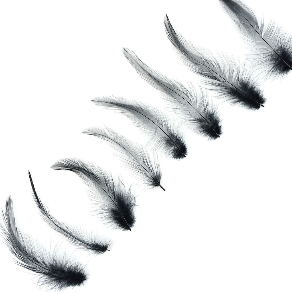 Loose Rooster Hackle Feathers Dyed 1-3"- Black