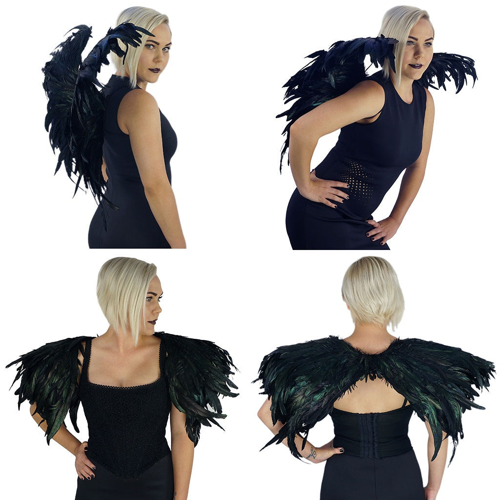 Blackbird Adult Exotic Black Costume Wing - Adjustable Large Feather Angel Wing