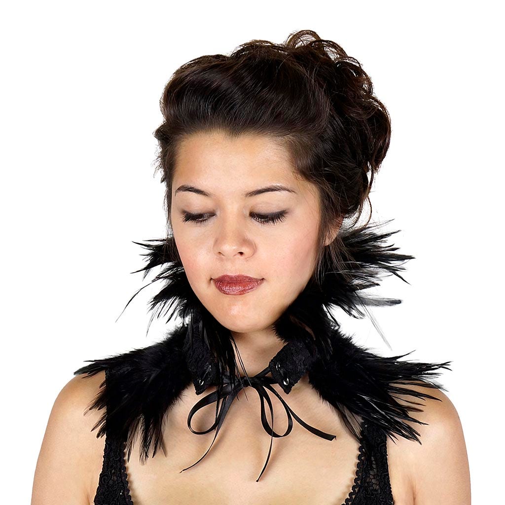 Evil Queen Black Feather Choker - 10" x 13.5"
