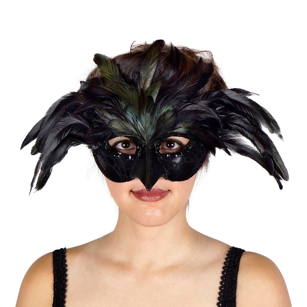 Black Raven Feather Mask