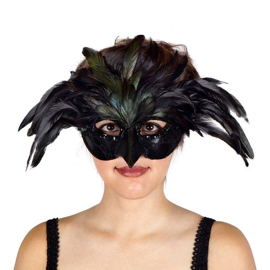 Black Raven Feather Mask
