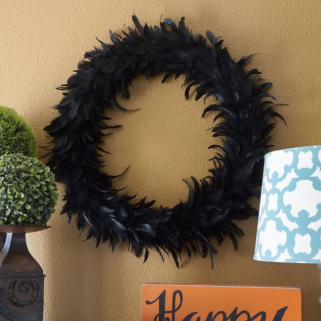 Large Black Feather Wreath