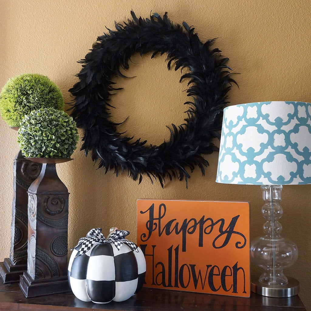 Large Black Feather Wreath