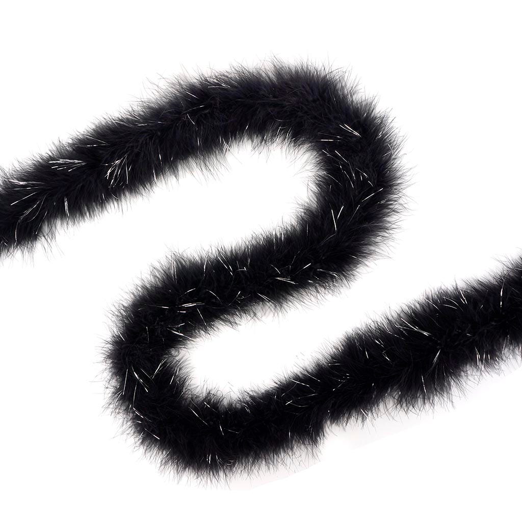 Full Marabou Feather Boa with Lurex - Black/Silver Lurex
