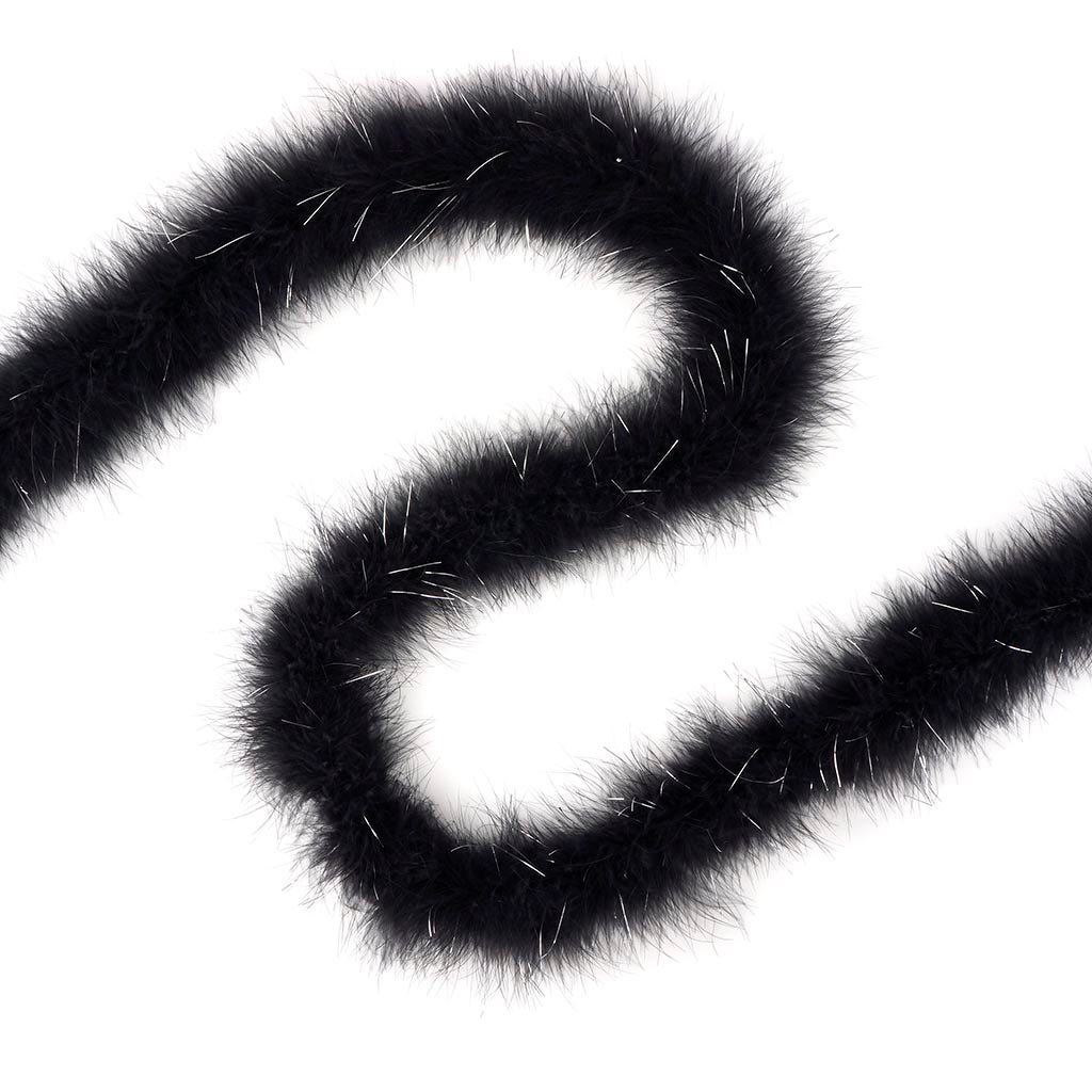 Marabou Boa with Lurex - Mediumweight - Black/Silver Lurex