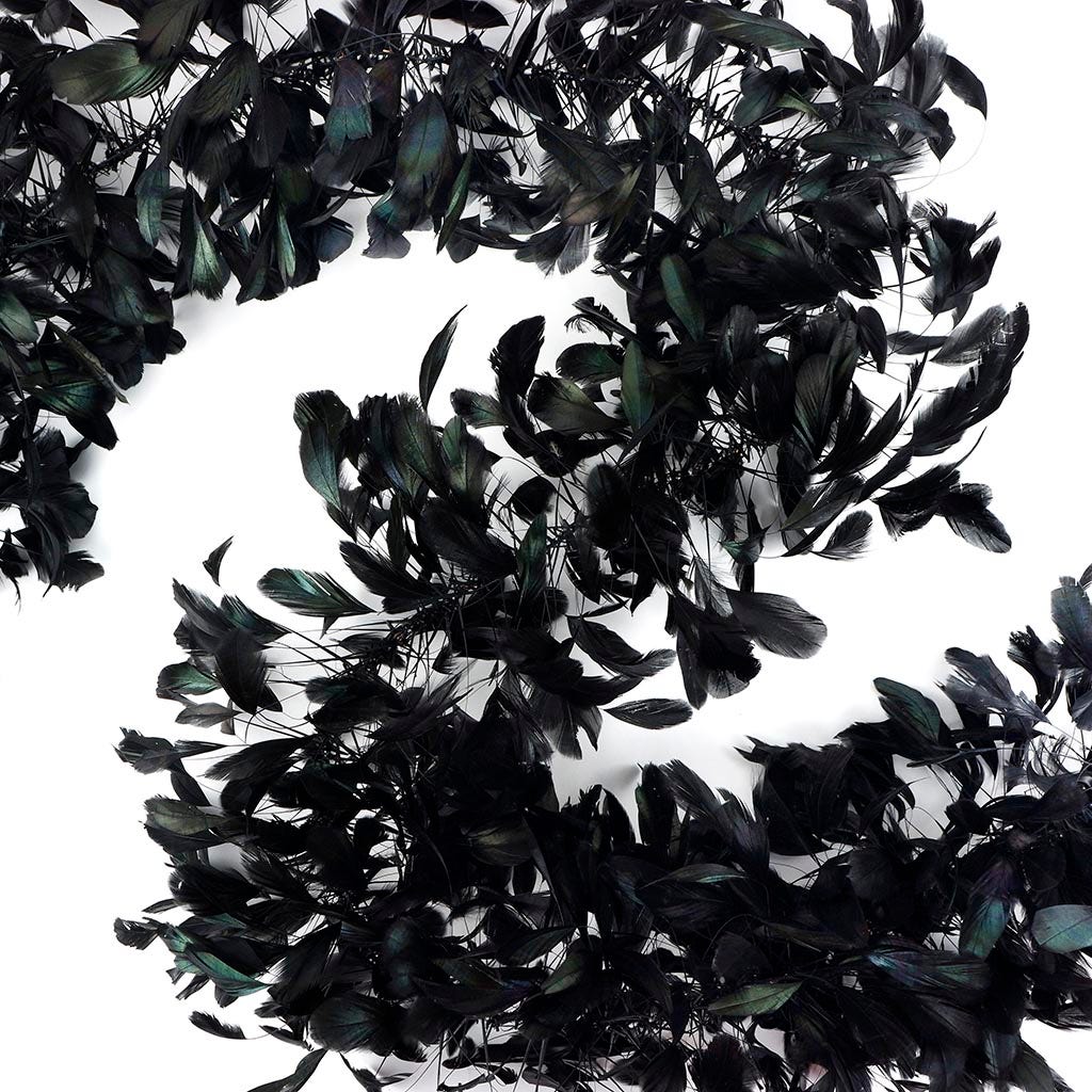 Stripped Coque Feather Boa - Black Iridescent