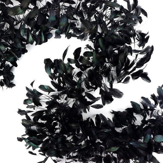 Stripped Coque Feather Boa - Black Iridescent