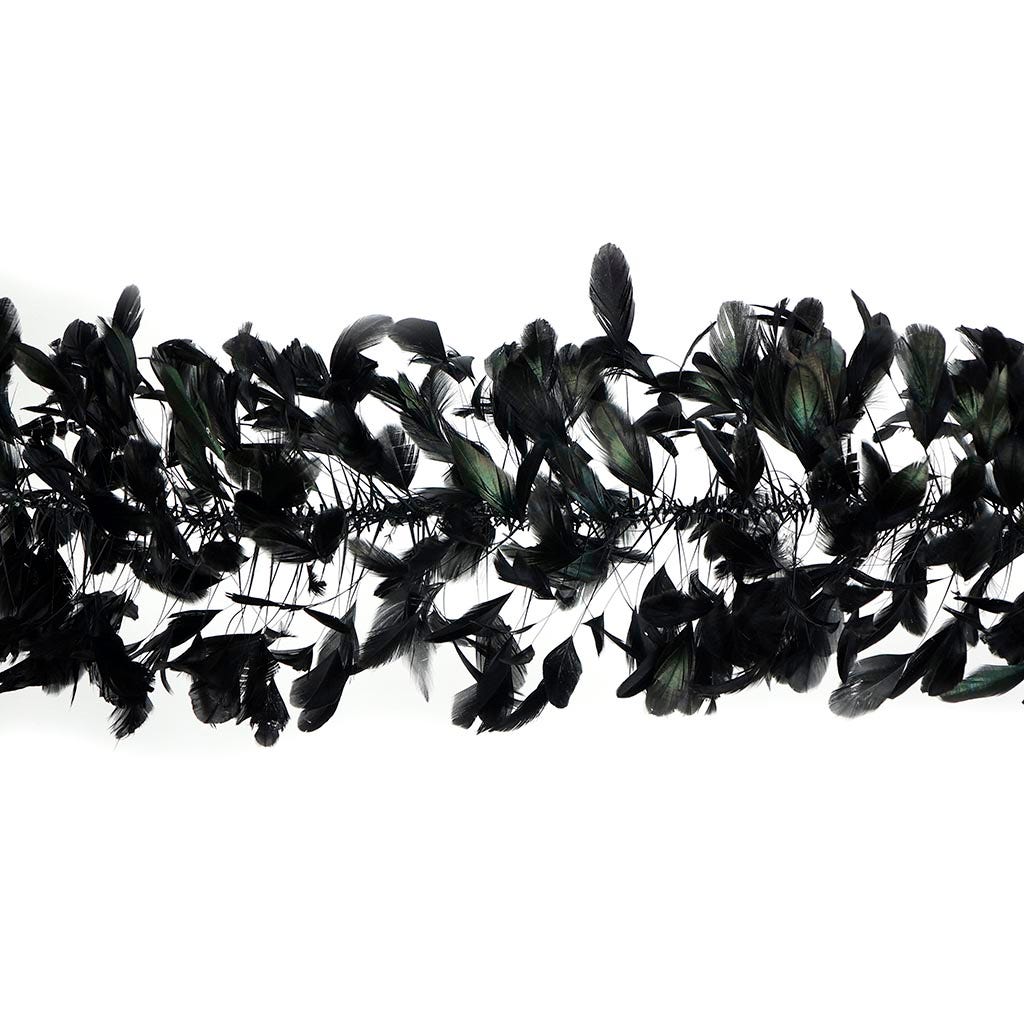 Stripped Coque Feather Boa - Black Iridescent