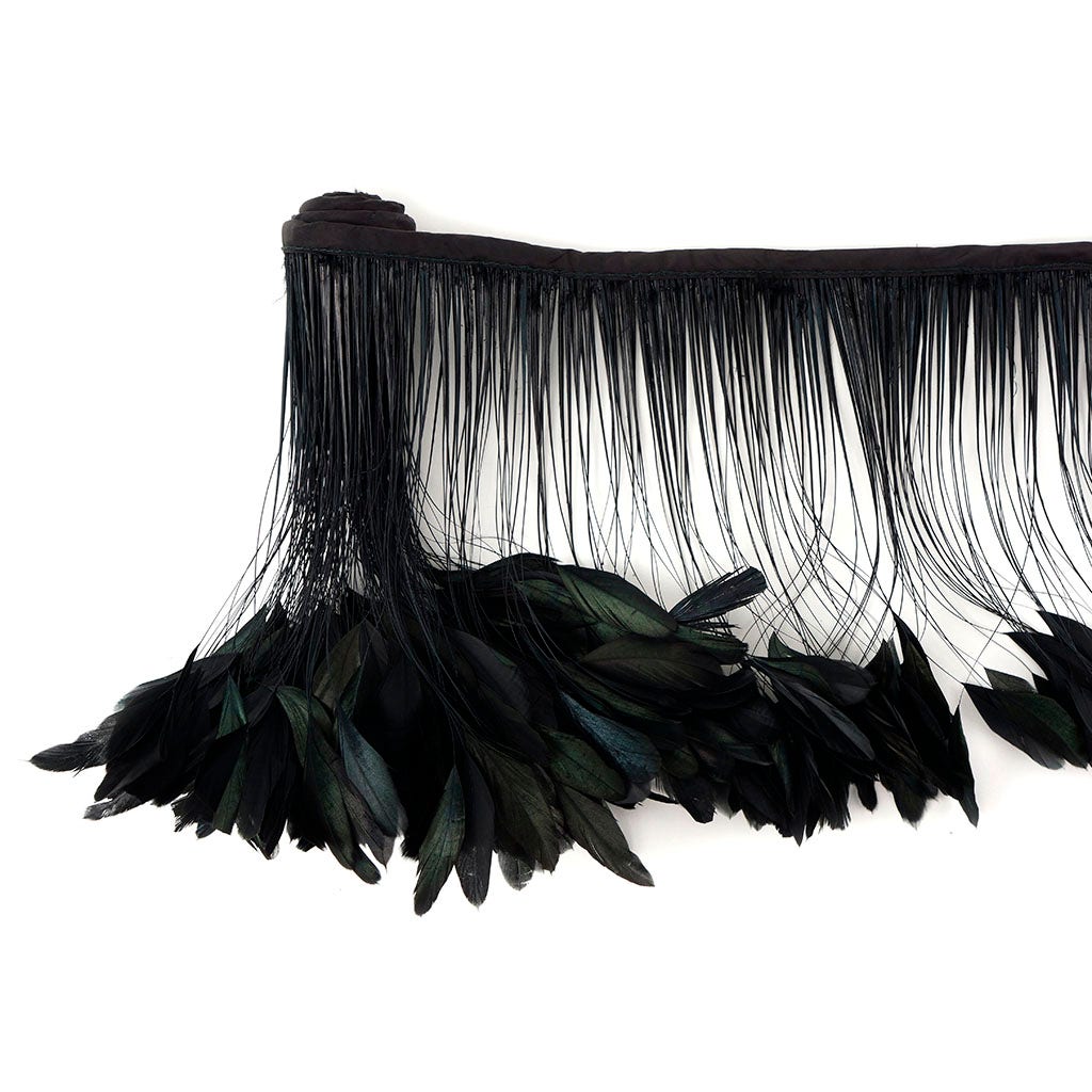 Stripped Iridescent Coque Fringe - Black/Iridescent
