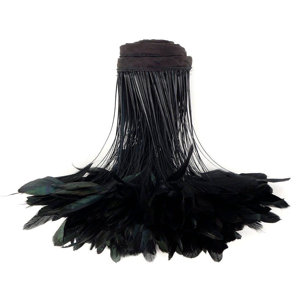 Stripped Iridescent Coque Fringe - Black/Iridescent