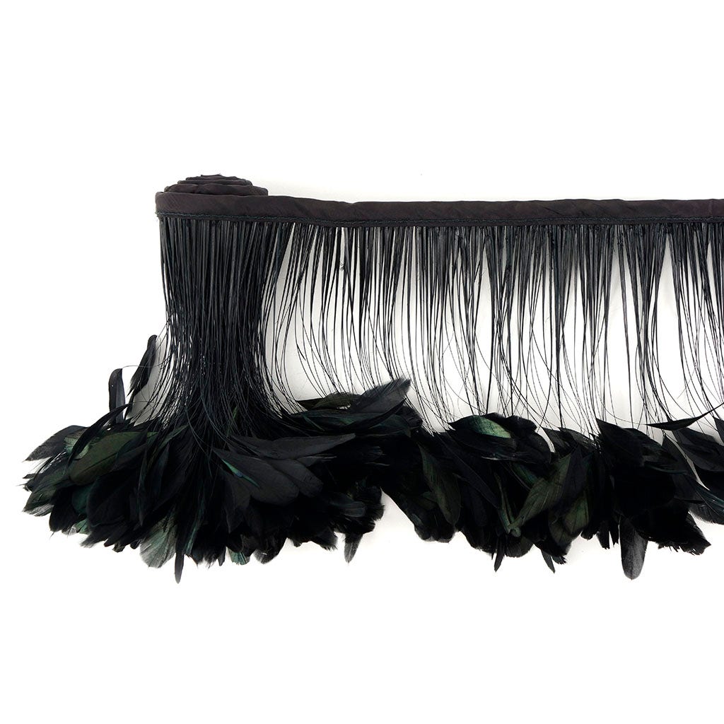 Stripped Iridescent Coque Fringe - Black/Iridescent