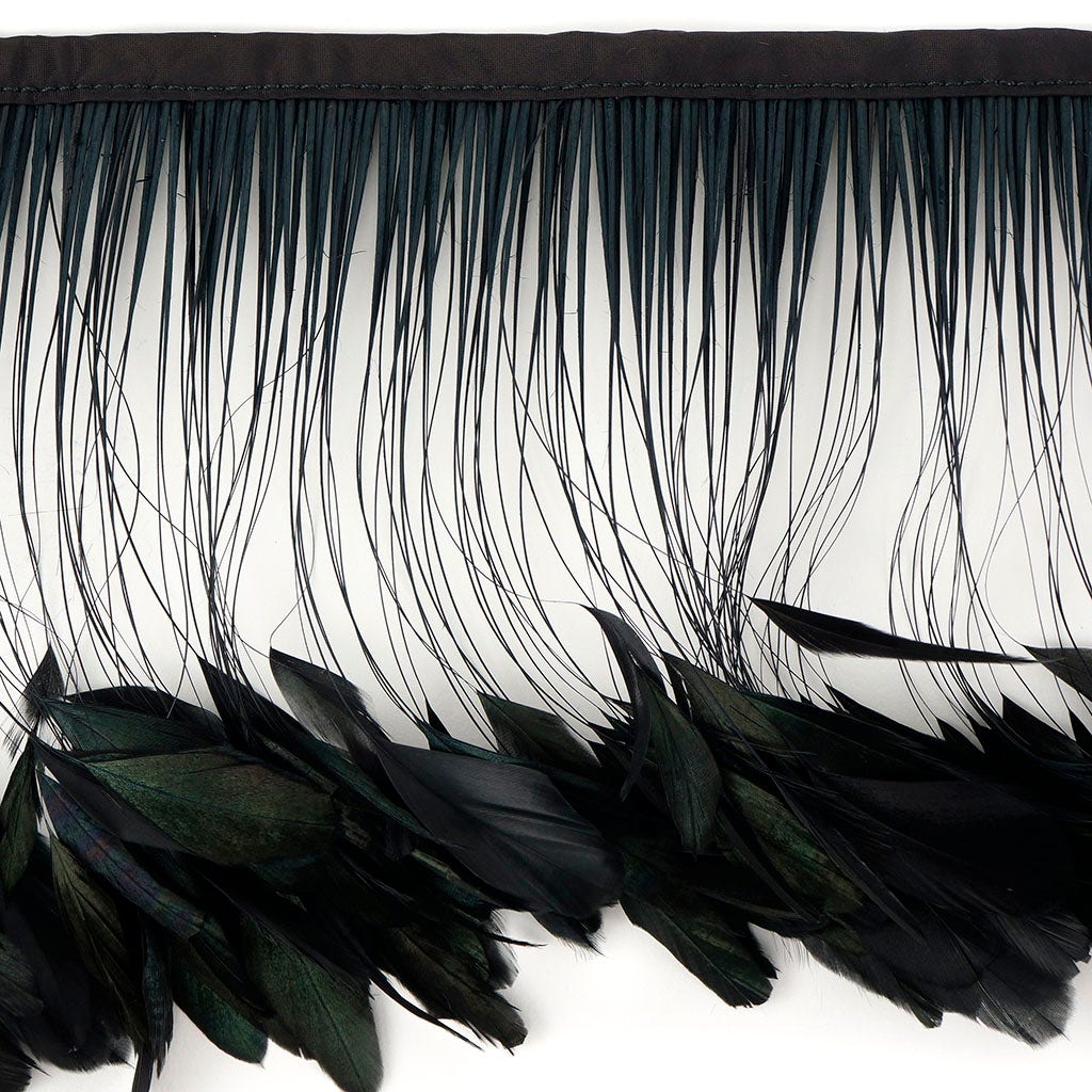 Stripped Iridescent Coque Fringe - Black/Iridescent