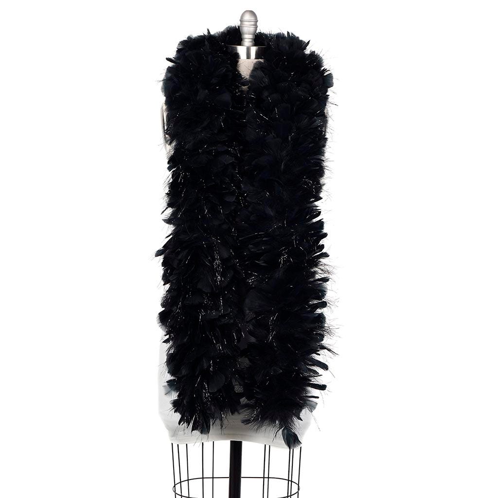 Turkey Feather Boa 8-10" - Black/Lurex Black
