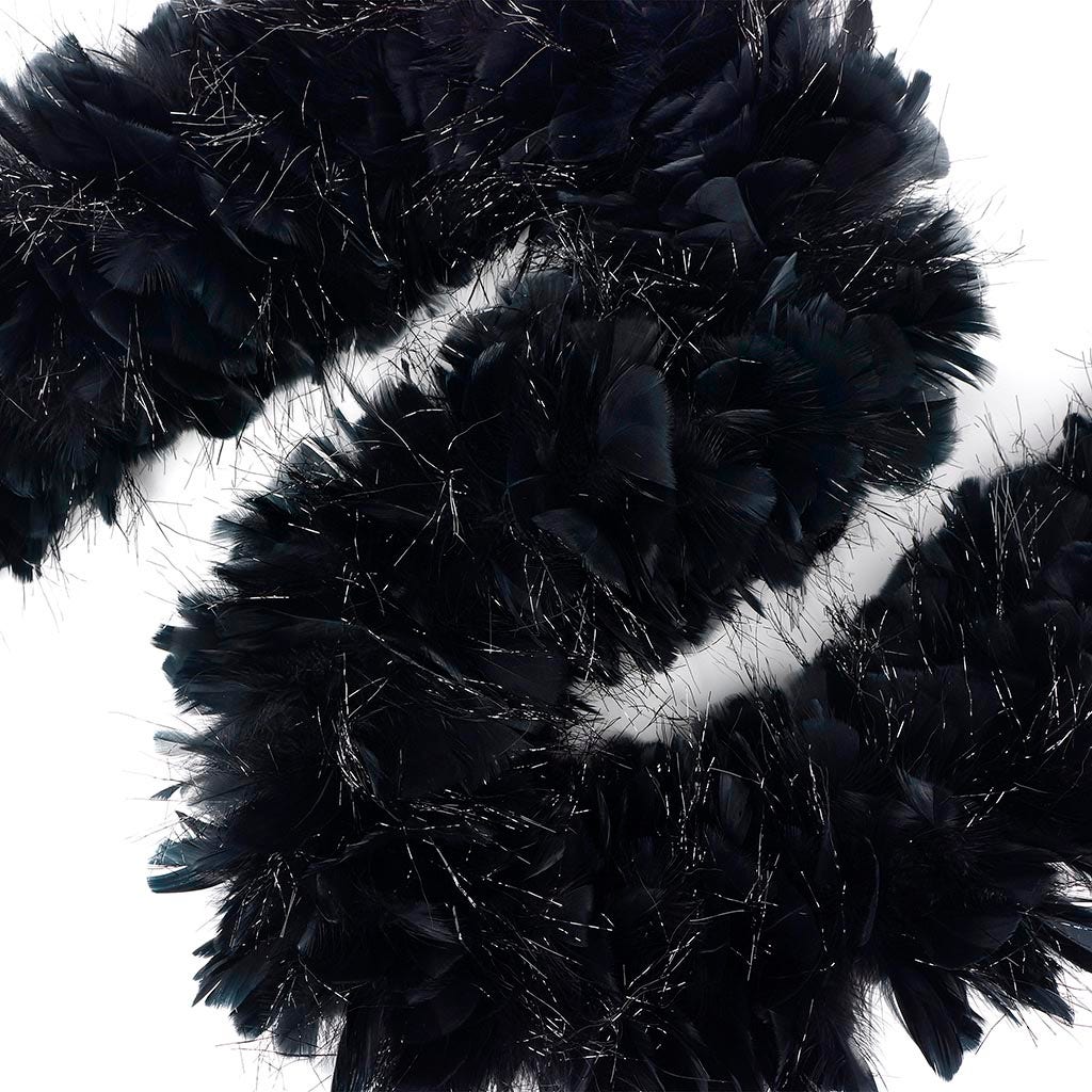 Turkey Feather Boa 8-10" - Black/Lurex Black