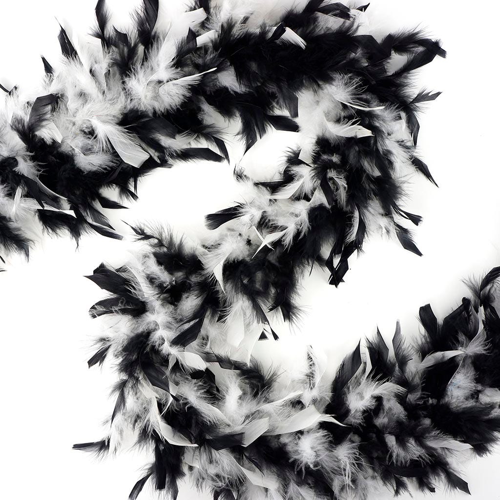 Chandelle Feather Boa - Lightweight - White/Black