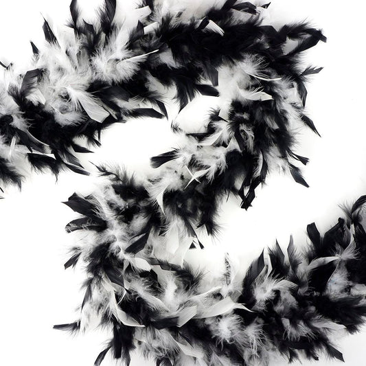 Chandelle Feather Boa - Lightweight - White/Black