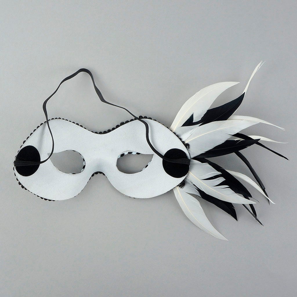 Black and White Feather Mask
