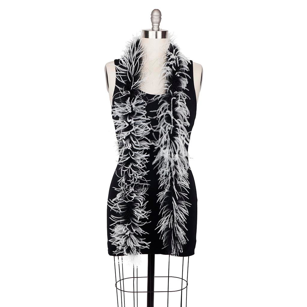 Marabou and Ostrich Feather Boa - Black/White