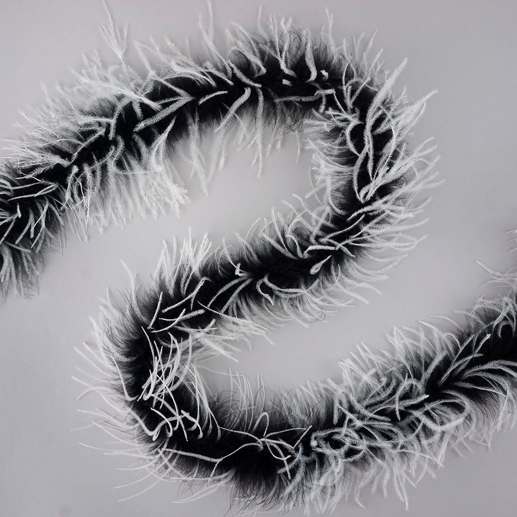 Marabou and Ostrich Feather Boa - Black/White