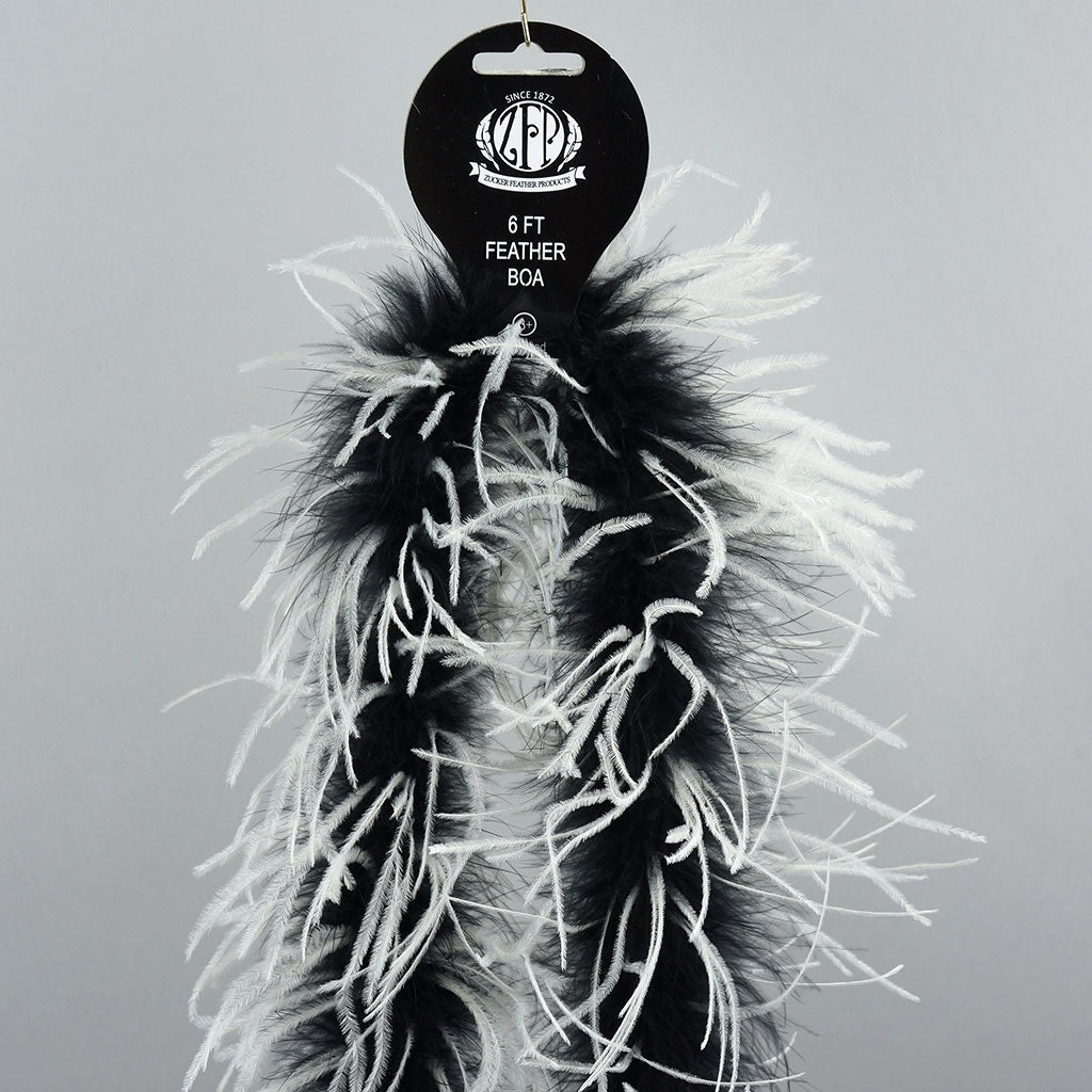 Marabou and Ostrich Feather Boa - Black/White