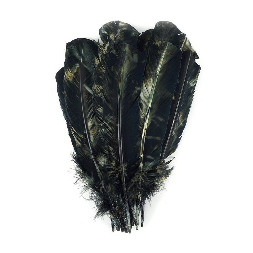 Turkey Quill Right Wing - Tie Dye Black & White