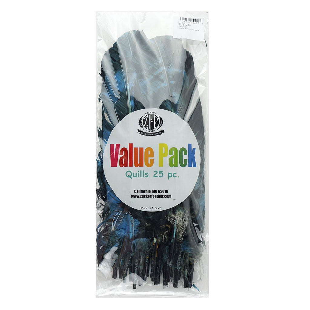 Turkey Quill Left Wing - Tie Dye - Ocean Blue & Black
