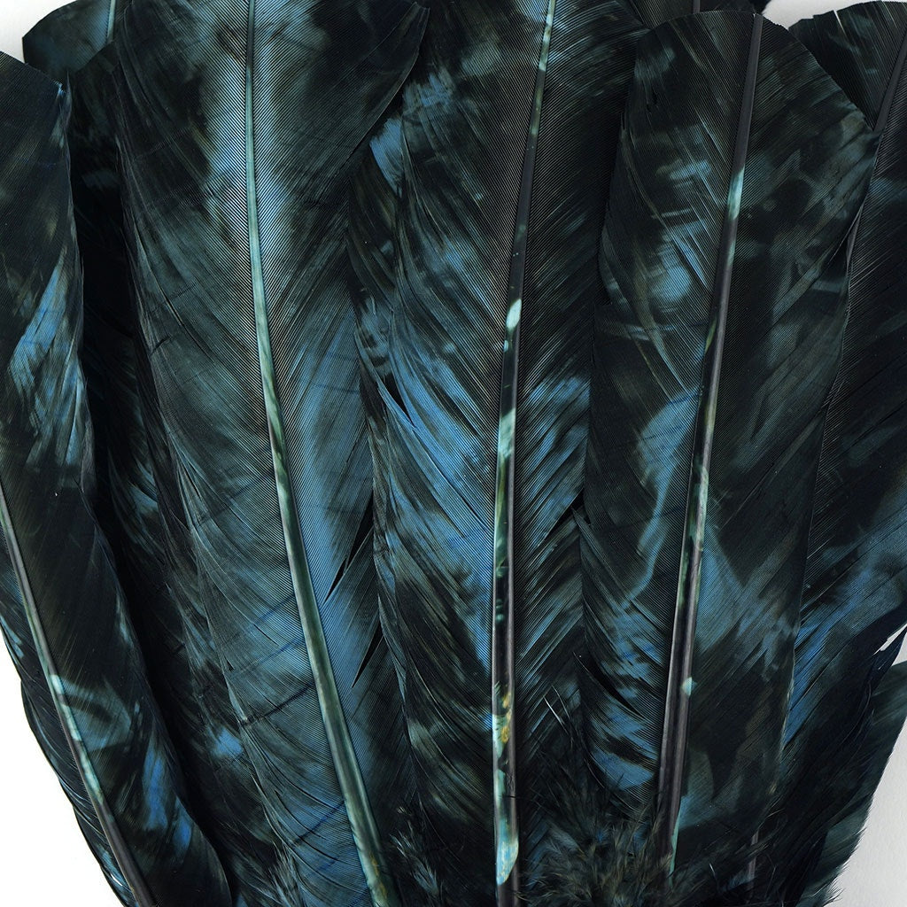 Turkey Quill Right Wing - Tie Dye - Ocean Blue & Black