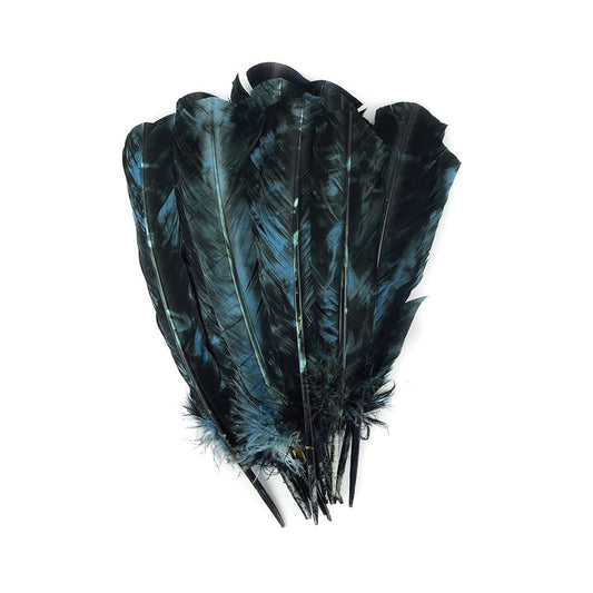 Turkey Quill Right Wing - Tie Dye - Ocean Blue & Black