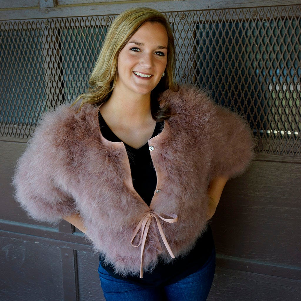 Marabou Jacket w/Cinch Belt Praline