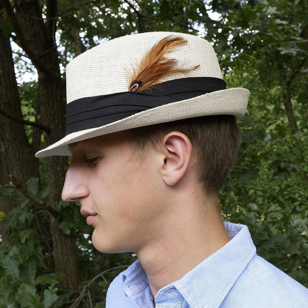 Hackle-Pheasant Hat Trim - Brown/Natural