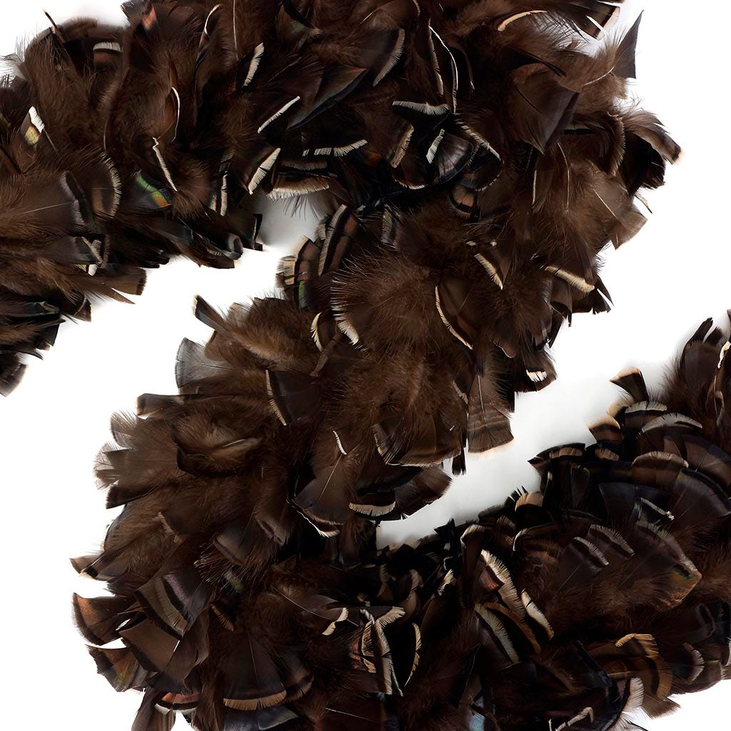 Turkey Ruff Feather Boa - Bronze - Natural