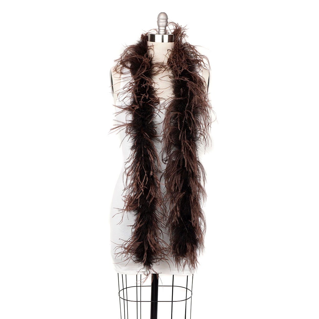 One Ply Ostrich Feather Boa - Brown