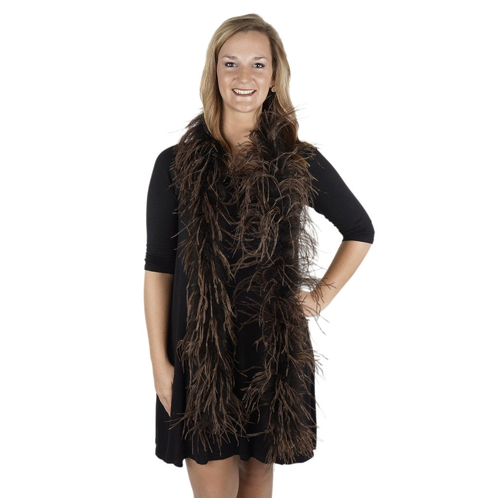 One Ply Ostrich Feather Boa - Brown