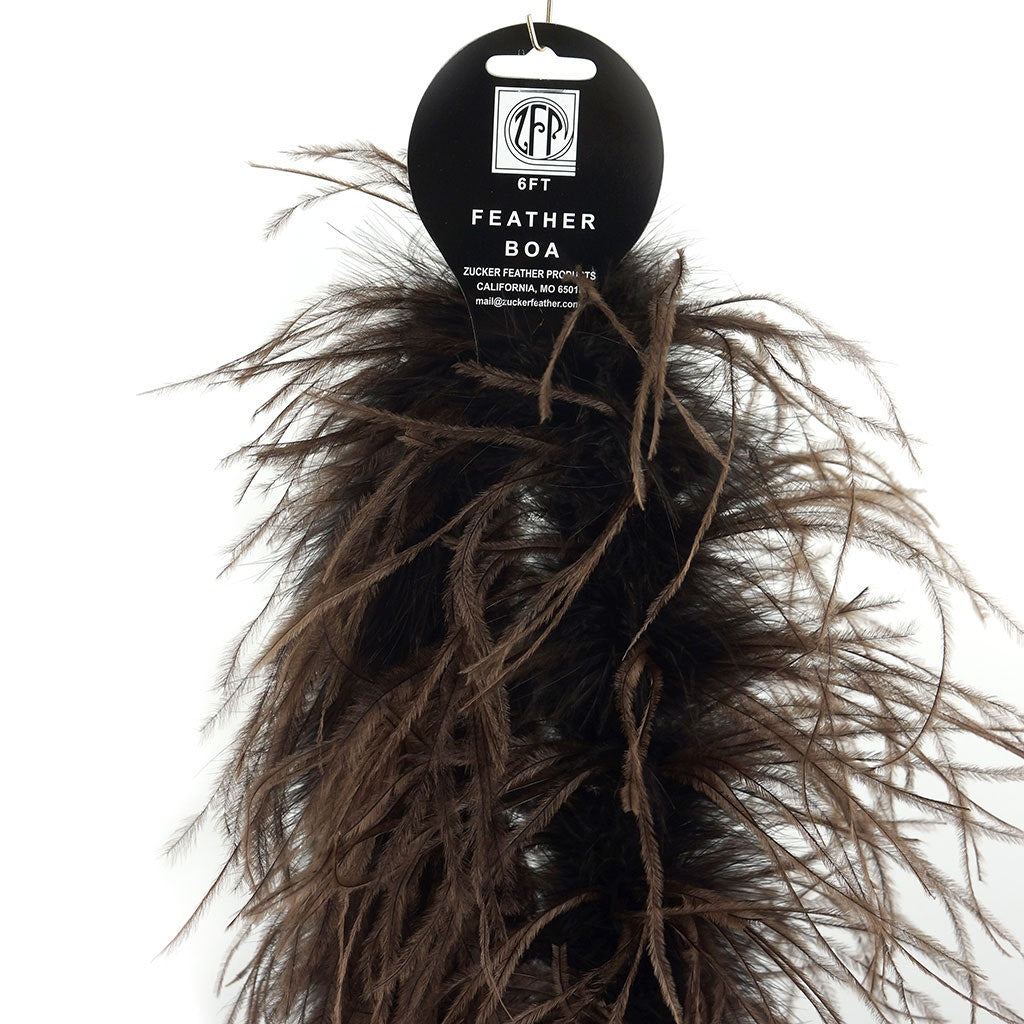 One Ply Ostrich Feather Boa - Brown